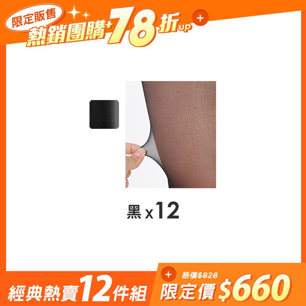 【12雙組-團購】無痕20丹透明防爆線絲襪