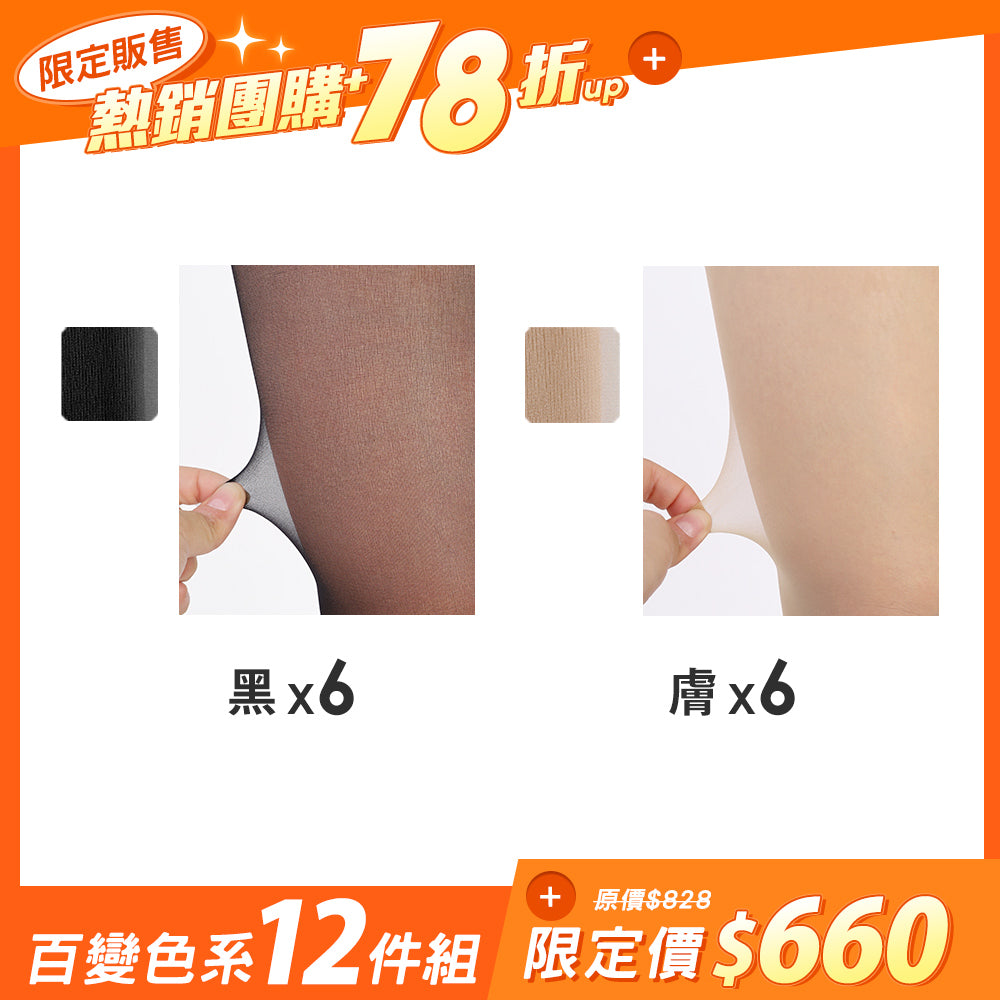 【12雙組-團購】無痕20丹透明防爆線絲襪