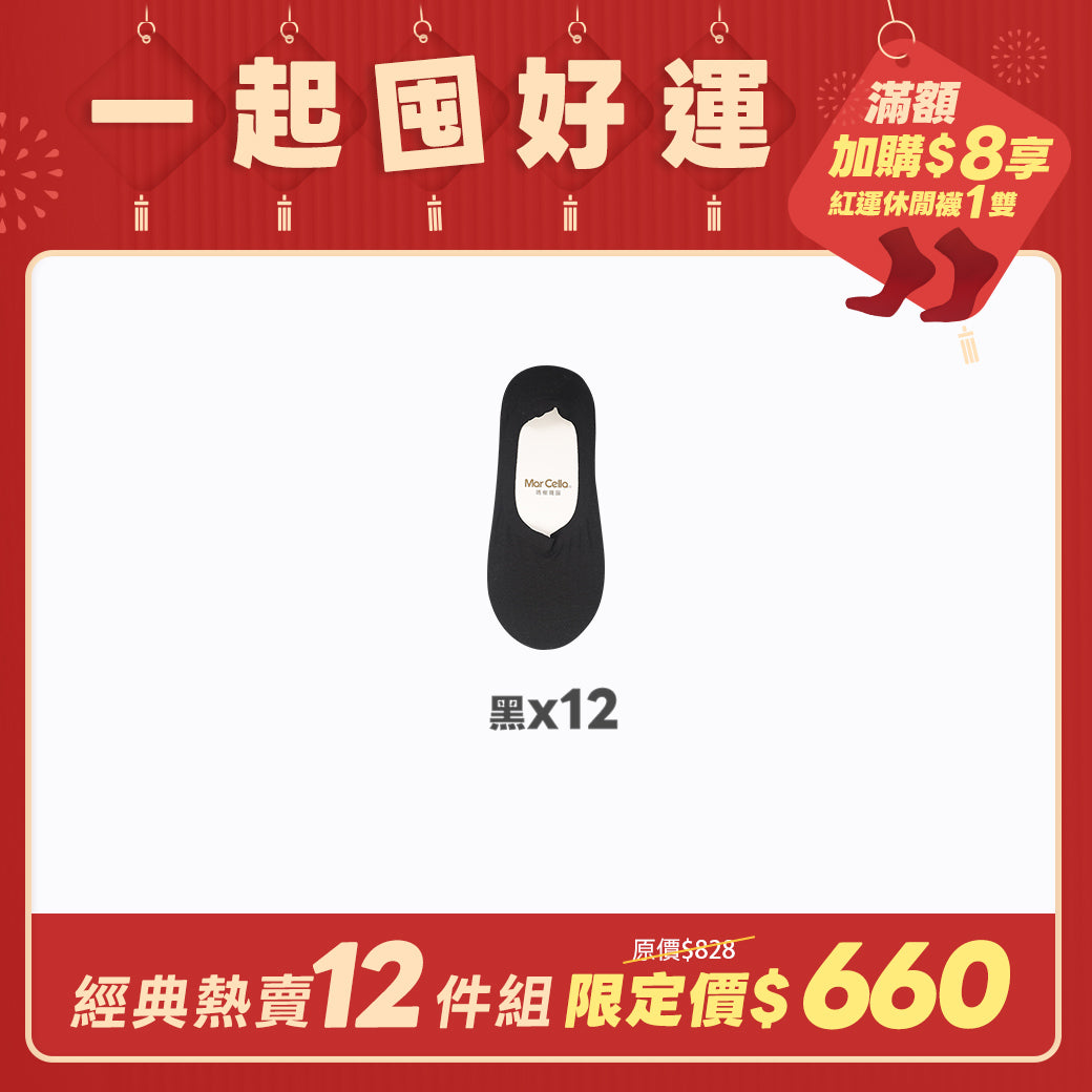 【12雙組-團購】3D立體縫製提耳防滑隱形襪