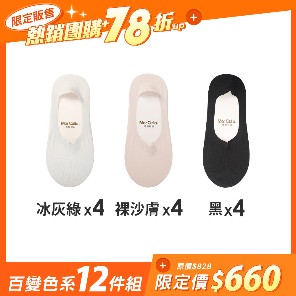 【12雙組-團購】3D立體縫製提耳防滑隱形襪