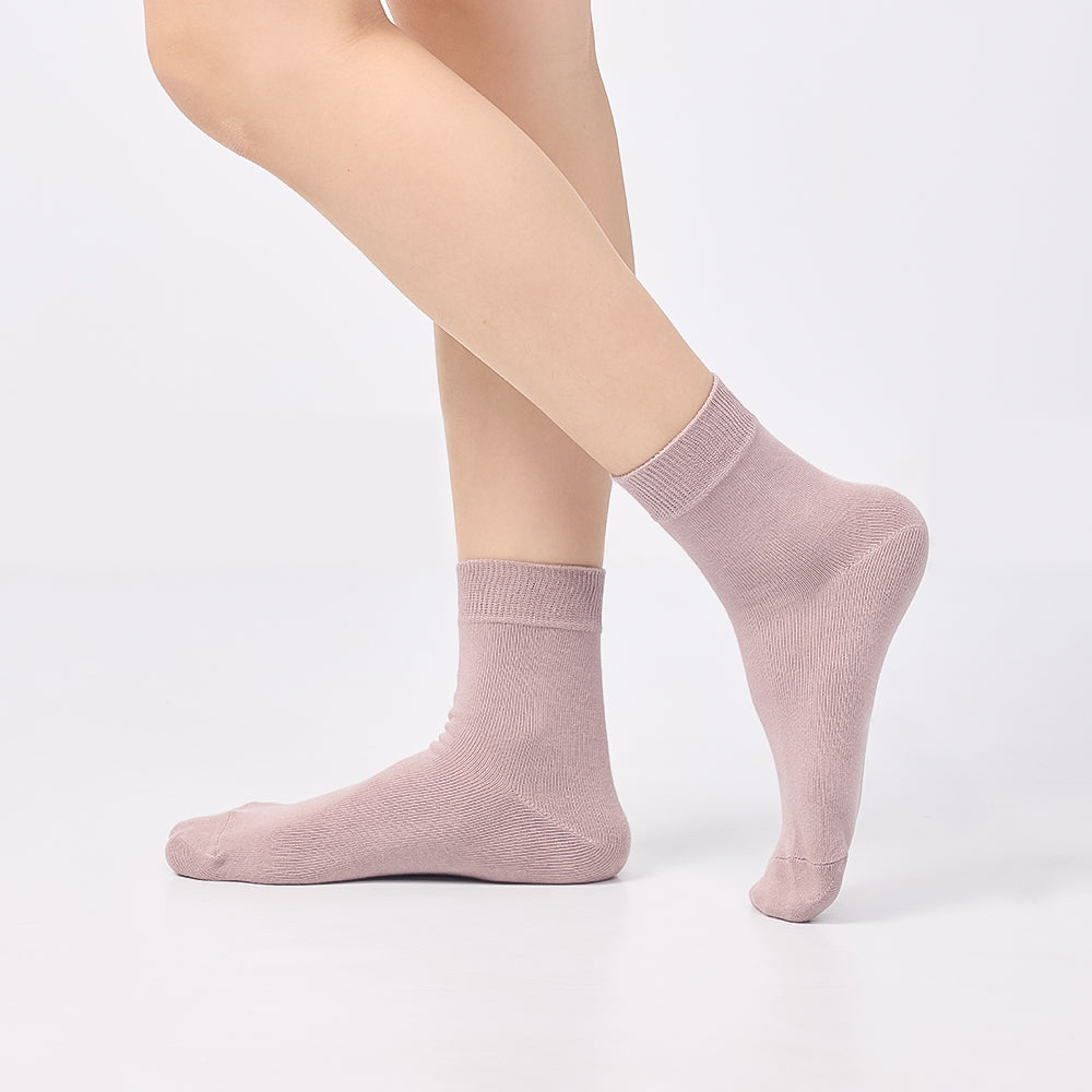 寬版高彈棉紗素面短襪