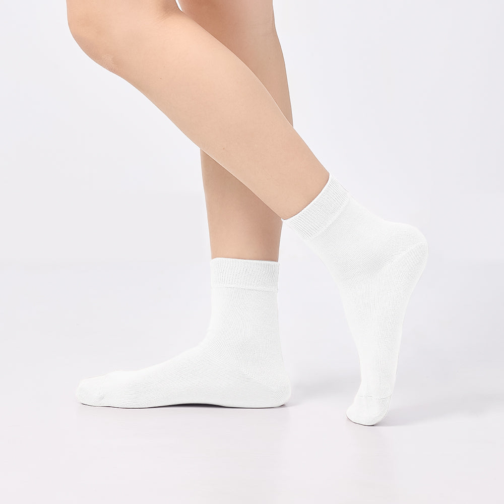 寬版高彈棉紗素面短襪