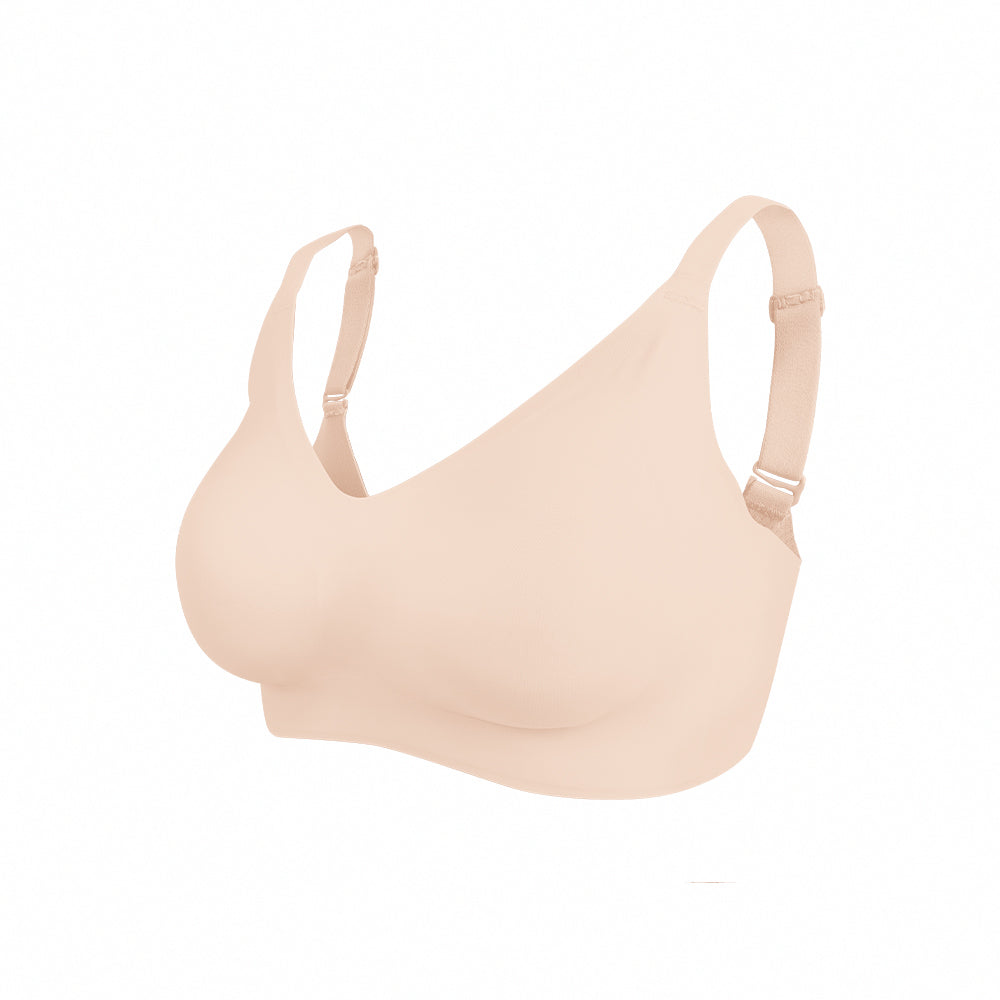 【包覆加強】集中美胸無痕無鋼圈內衣-素面
