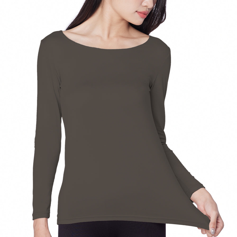 短絨磨毛輕量保暖衣-大圓領