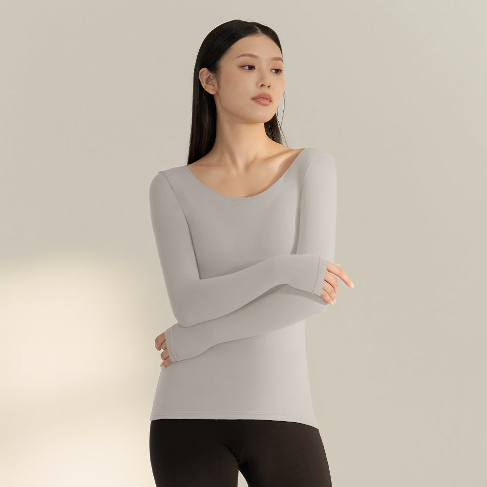 短絨磨毛輕量保暖衣-大圓領