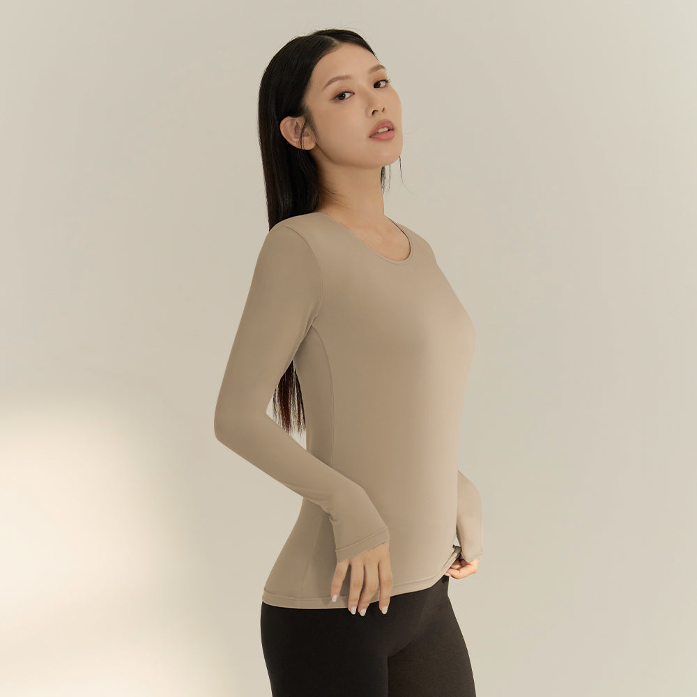 短絨磨毛輕量保暖衣-圓領