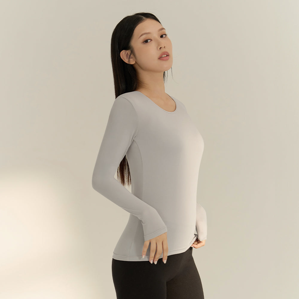 短絨磨毛輕量保暖衣-圓領